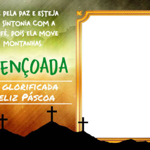 Moldura Abençoada Feliz Páscoa para Montagem de Foto Arte Digital