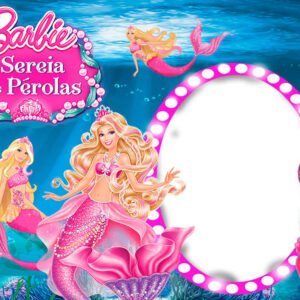 Moldura Barbie Sereia para Montagem de Foto Arte Digital