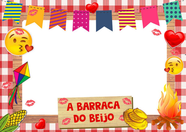 Moldura Barraca do Beijo Festa Junina para Montagem de Foto