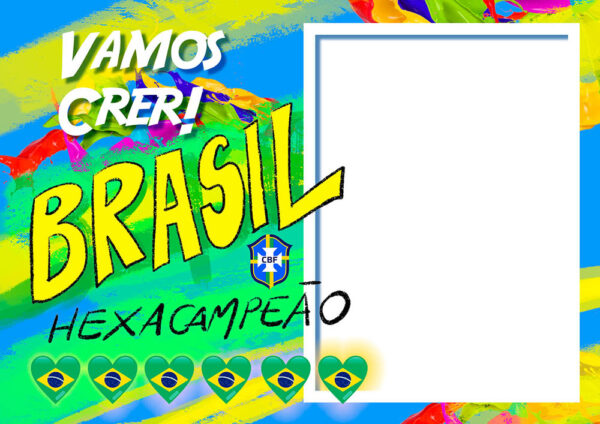 Moldura Brasil Hexacampeão para Montagem de Foto Arte Digital
