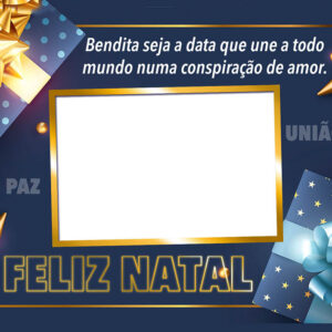 Moldura Feliz Natal Bendita seja a data para Montagem de Foto