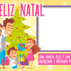 Moldura Feliz Natal Família Abençoada para Montagem de Foto