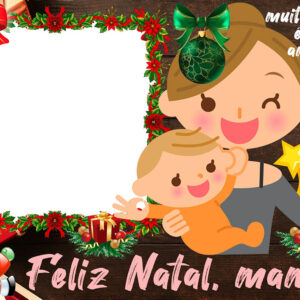 Moldura Feliz Natal Mamãe para Montagem de Foto