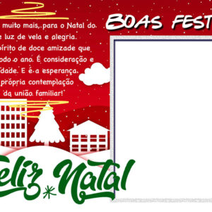 Moldura Feliz Natal Mensagem Boas Festas para Montagem de Foto