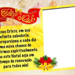 Moldura Feliz Natal Mensagem Jesus Cristo para Montagem de Foto