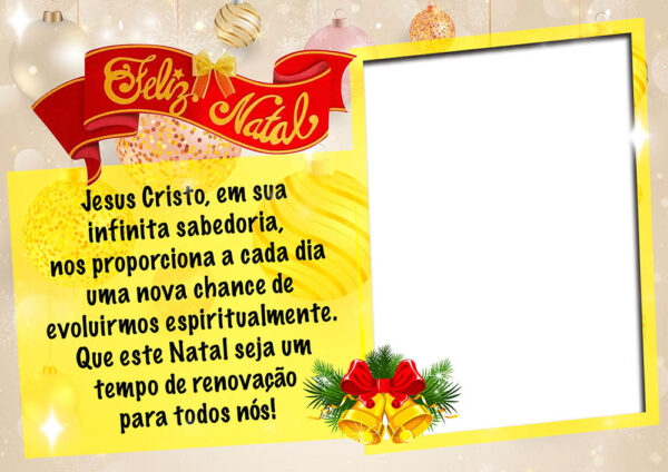 Moldura Feliz Natal Mensagem Jesus Cristo para Montagem de Foto