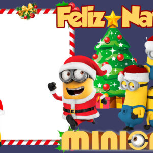 Moldura Feliz Natal Minions para Montagem de Foto