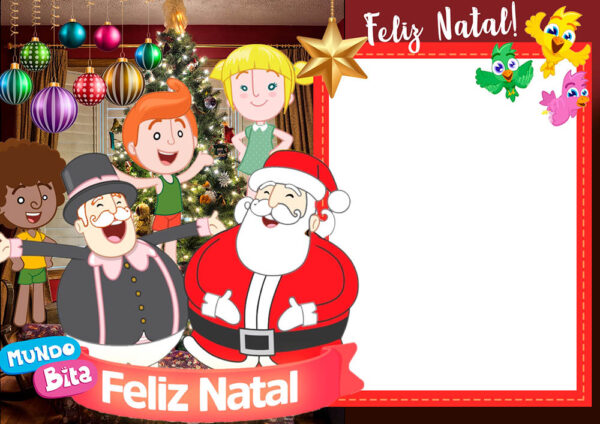 Moldura Feliz Natal Mundo Bita para Montagem de Foto