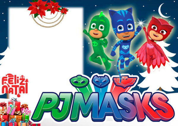 Moldura Feliz Natal PJ Masks para Montagem de Foto