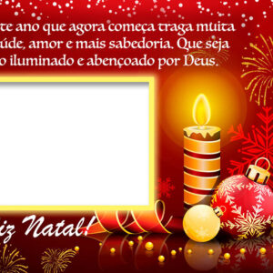 Moldura Feliz Natal e Abeçoado Ano Novo para Montagem de Foto