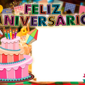 Moldura Festa Junina Feliz Aniversário para Montagem de Foto