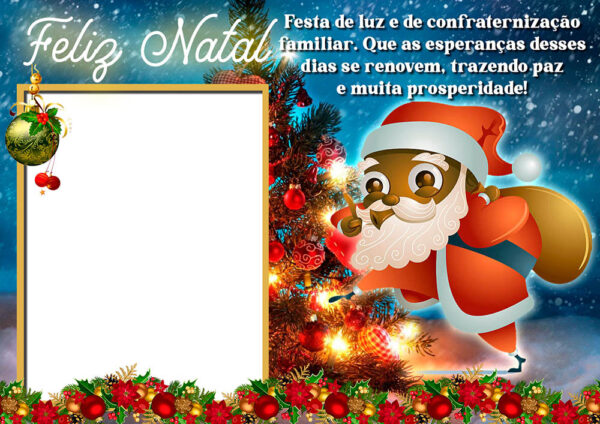 Moldura Festa de Luz Feliz Natal para Montagem de Foto