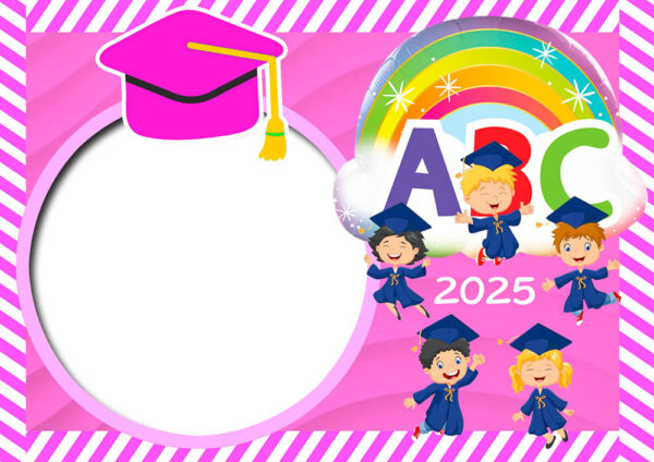 Moldura Formatura Arco-Íris ABC para Meninas para Montagem de Foto
