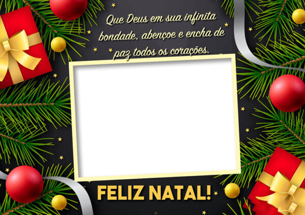 Moldura Frase de Feliz Natal para Montagem de Foto