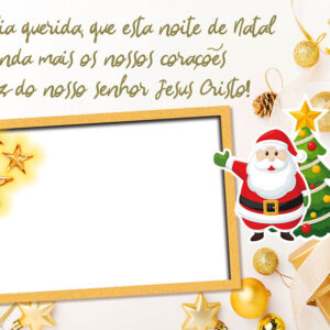 Moldura Mensagem Família Querida Feliz Natal para Montagem de Foto