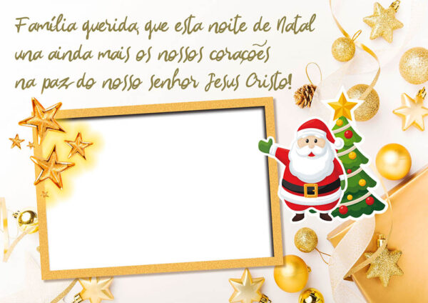 Moldura Mensagem Família Querida Feliz Natal para Montagem de Foto
