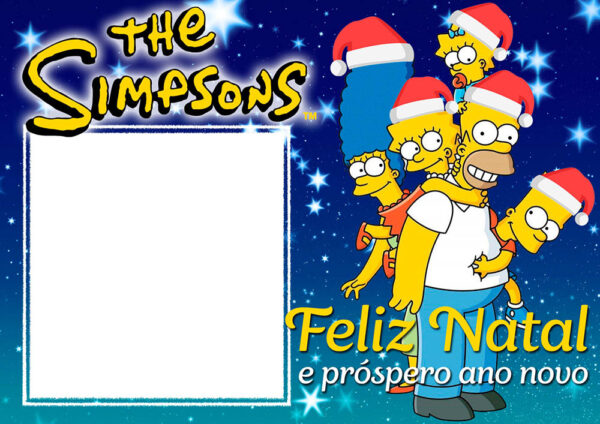 Moldura Os Simpsons Feliz Natal e Ano Novo para Montagem de Foto