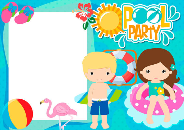 Moldura Pool Party para Montagem de Foto Arte Digital
