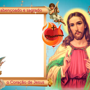 Moldura Sagrado Coração de Jesus para Montagem de Foto
