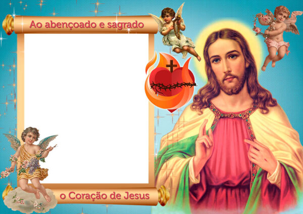 Moldura Sagrado Coração de Jesus para Montagem de Foto