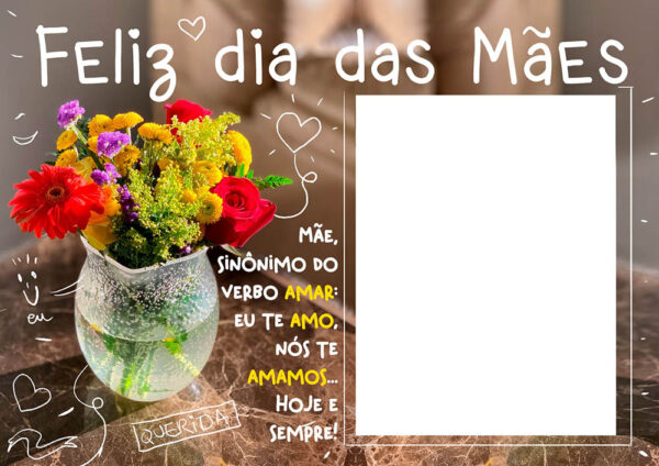 Moldura Sinônimo do Verbo Amar Dia das Mães para Montagem de Foto