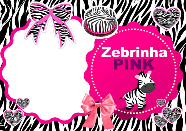 Moldura Zebrinha Pink para Montagem de Foto Arte Digital