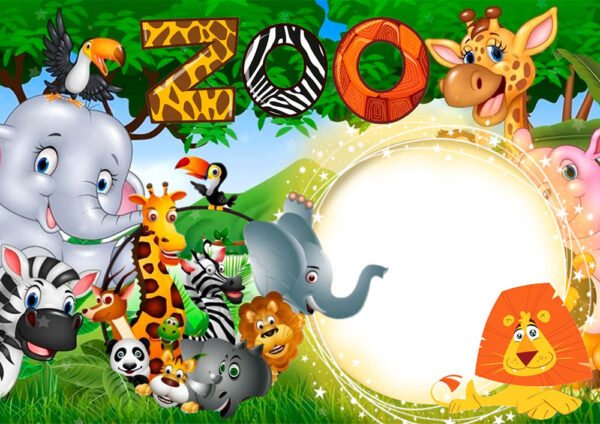 Moldura Zoológico Infantil para Montagem de Foto