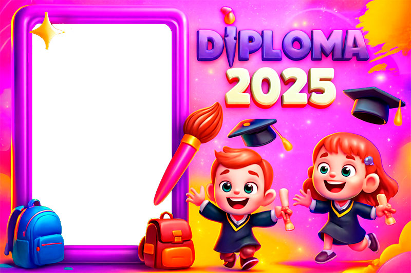 Moldura Diploma 2025 para Formatura para Montagem de Foto