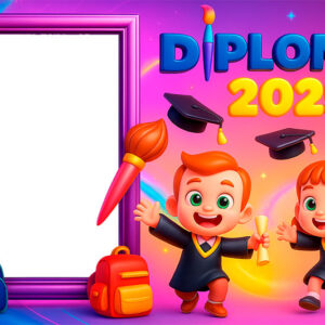 Moldura Diploma com Foto Infantil para Montagem de Foto