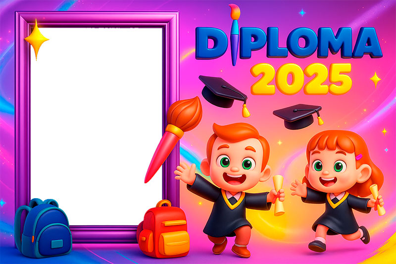 Moldura Diploma com Foto Infantil para Montagem de Foto