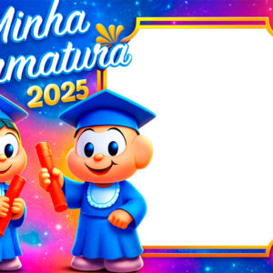 Moldura Minha Formatura 2025 Mônica e Cebolinha PNG